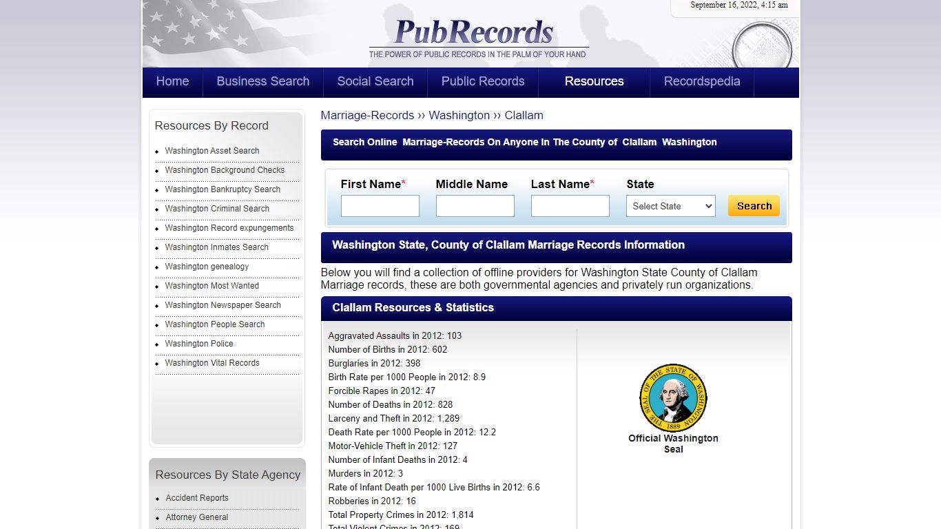 Clallam County, Washington Marriage Records - Pubrecords.com