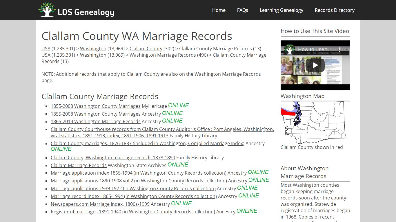 Clallam County WA Marriage Records - ldsgenealogy.com